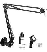 SUNMON Microphone Wall Mount and Metal Table Mounting Clamp, Universal Microphone Boom Arm Stand ...