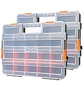 CASOMAN Tool Box Organizer Interlocking Black Small Parts Organizer for Fasteners and Crafts w/Re...