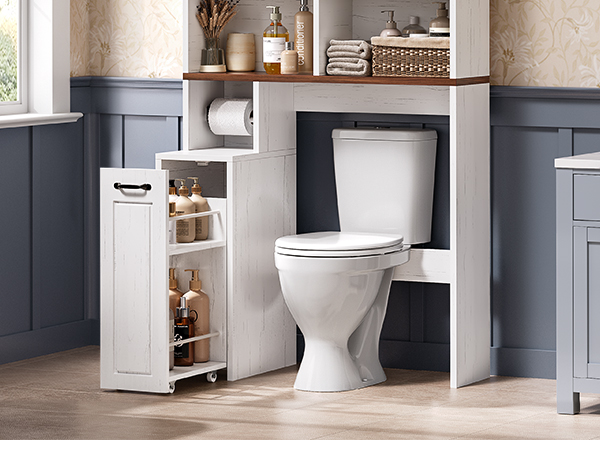 Over The Toilet Storage Cabinet with Pulley Small Bathroom Storage Cabinet