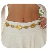 RINHOO Metal Waist Chain Belt for Women Cowgirl Chain Concho Belts for Dresses Jeans Country Conc...