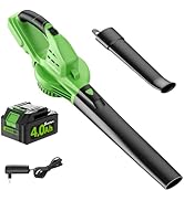Leaf Blower Cordless with 4.0Ah Battery and Charger, 135MPH 170CFM High Speed Leaf Blower with 2 ...