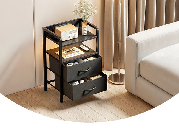 black bedroom nightstand