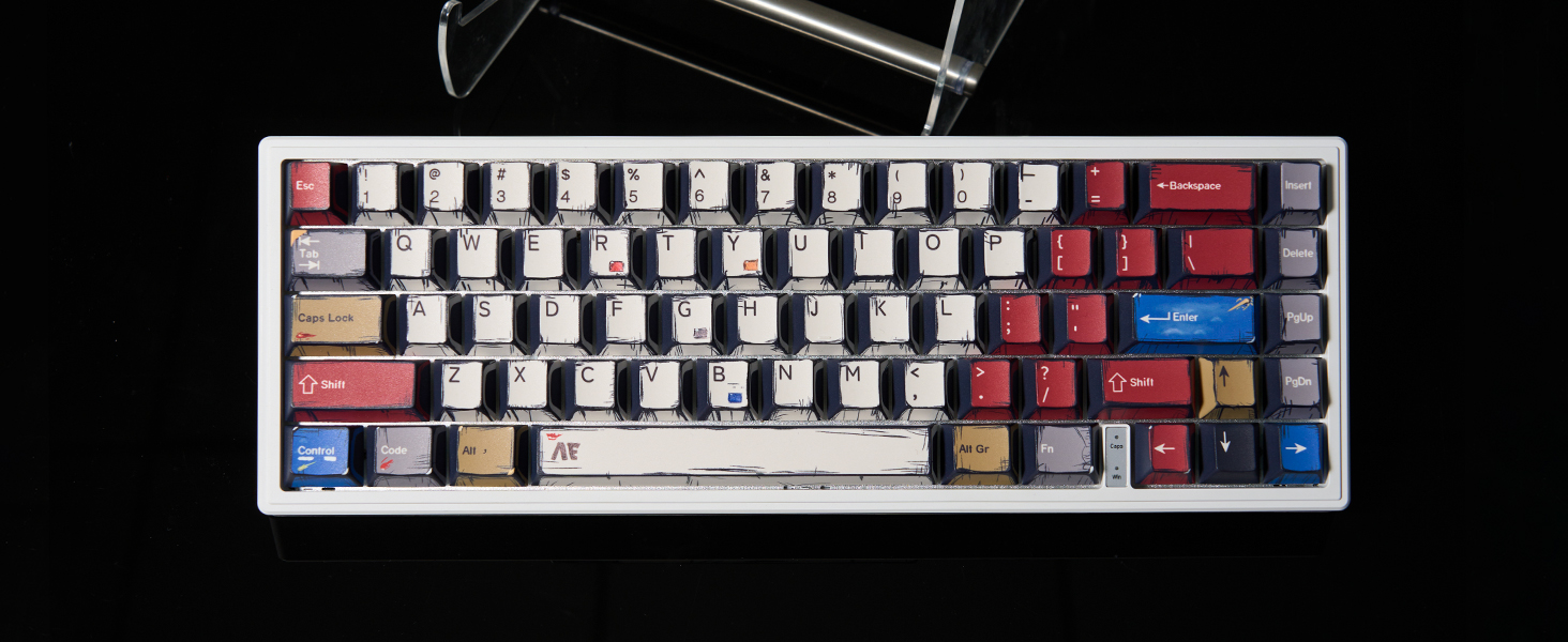 womier Retro PBT Keycaps Set,Manga Theme Custom Keycap 75 100 Percent, Dye-Sub, Cherry Profile