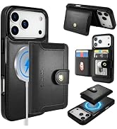 ONETOP Compatible with Magsafe for iPhone 17 Pro Max 2 in 1 Detachable Wallet Case with Card Hold...