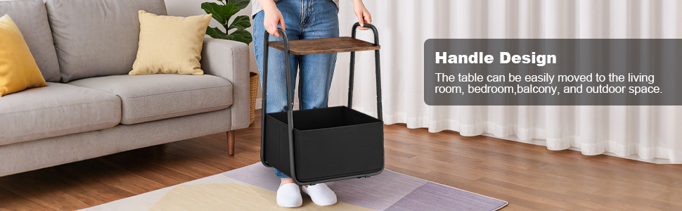 the table with handle desigh can be easily moved to the living room edroom alcony\outdoor space