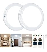 Rechargeable Ceiling Light 2 Pack, Magnetic Wireless Motion Sensor Ceiling Light with Remote, Wir...