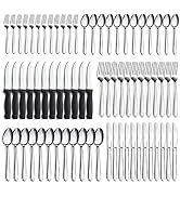 Pleafind 72-Pieces Silverware Set for 12, Flatware Set with Steak Knives, Stainless Steel Cutlery...