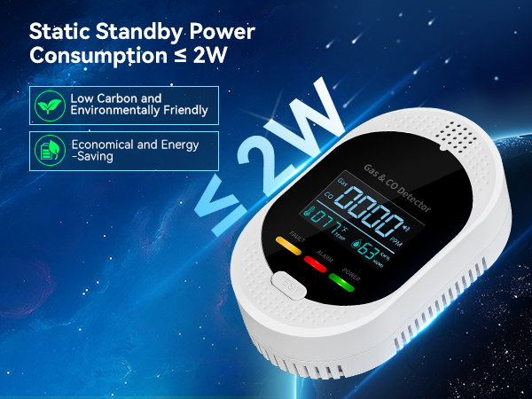 Carbon monoxide and gas detectors with energy-saving design