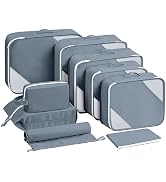 Easortm Packing Cubes for Suitcases 9 Set, Suitcase Organizer Bags Set Durable Travel Packing Org...