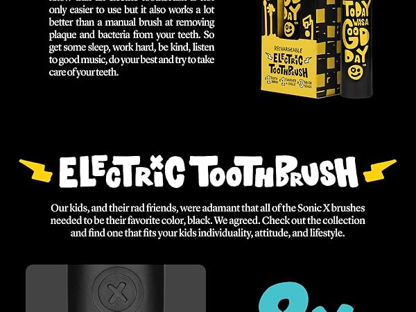 Made by Dentists Sonic X Electric Toothbrush + Replacment Heads- Todays a Good Day