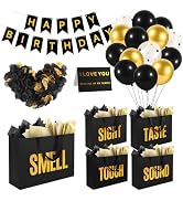 5 Senses Gift Bags For Him With Labels Tissue Paper And Handles, Comes With Birthday Decoration R...
