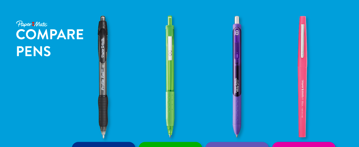 paper mate comparison assortment profile ballpoint inkjoy gel flair bold writing notes teacher study