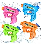 Water Guns for Kids, 4 Pack Mini Squirt Guns Long Range Water Gun Pistol Super Water Blaster Soak...