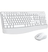 Wireless Keyboard and Mouse Combo, E-YOOSO 2.4GHz Full Sized Ergonomic Wireless Keyboard with Wri...