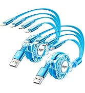 Multi Charging Cable,2Pack 4Ft Retractable USB Charger Cord 4 in 1 Fast Chargers for Multiple Dev...