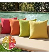 MIULEE Pack of 4 Decorative Outdoor Throw Pillow Covers Linen Waterproof Pillow Covers Farmhouse ...