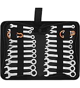 Premium Midget Wrench Set - 22-Piece Mini Combination Wrench Set Metric &amp; SAE Ignition Wrench Set...