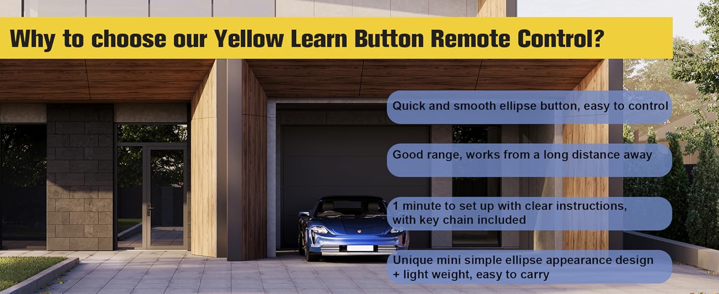 Yellow Learn Button garage door opener remote