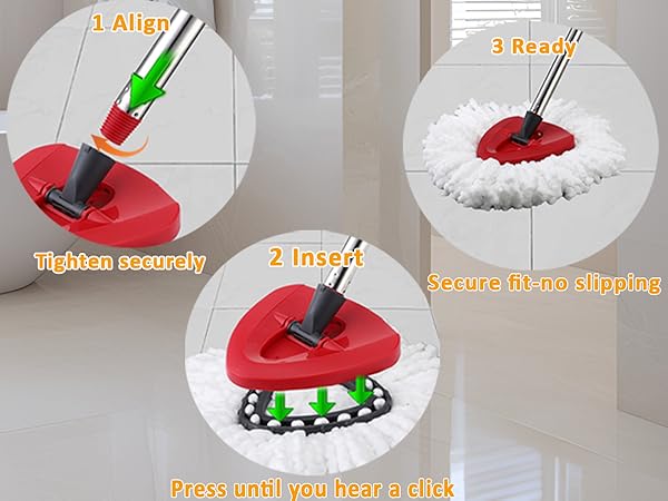 Spin Mop Head Replacement, Base, Mop Handle Set for OCedar EasyWring RinseClean Microfiber Mops