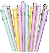 Dakoufish BPA-Free 12 Piece 11 Inch Reusable Clear Plastic Glitter Sparkle Drinking Straw Plus on...