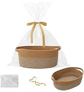 HZFTJOY Gift Basket with Gift Bag and Ribbons,Small Rope Woven Shelf Storage,Baskets for Gifts Em...