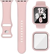 Compatible for Apple Watch Band 40mm 41mm and Case with Screen Protector, Soft Silicone Sport Str...