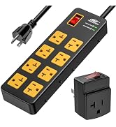 CRST 20 Amp Heavy Duty Power Strip with 1960J Surge Protector, ETL Listed | 8-Outlet 12AWG 6FT Co...