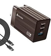 USB C Fast Charging Block,65W GaN Fast Charger 3-Port,Acoucou Adapter Type C Wall Chargers with C...