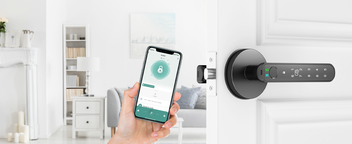 finerprint door knob app unlock black