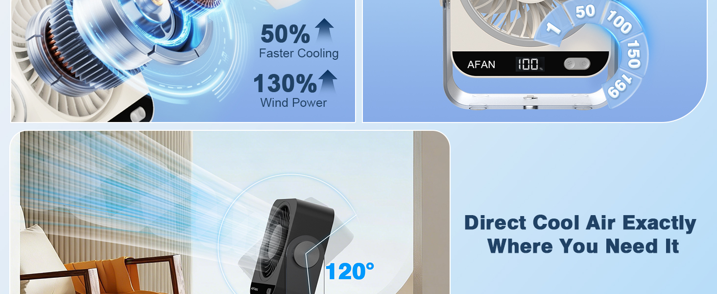 rechargeable fan table fan 120° Adjustable Cooling fans