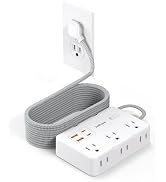 Surge Protector Power Strip 10 Ft Cord, Ultra Thin Flat Extension Cord with 6 Outlets 4 USB Ports...