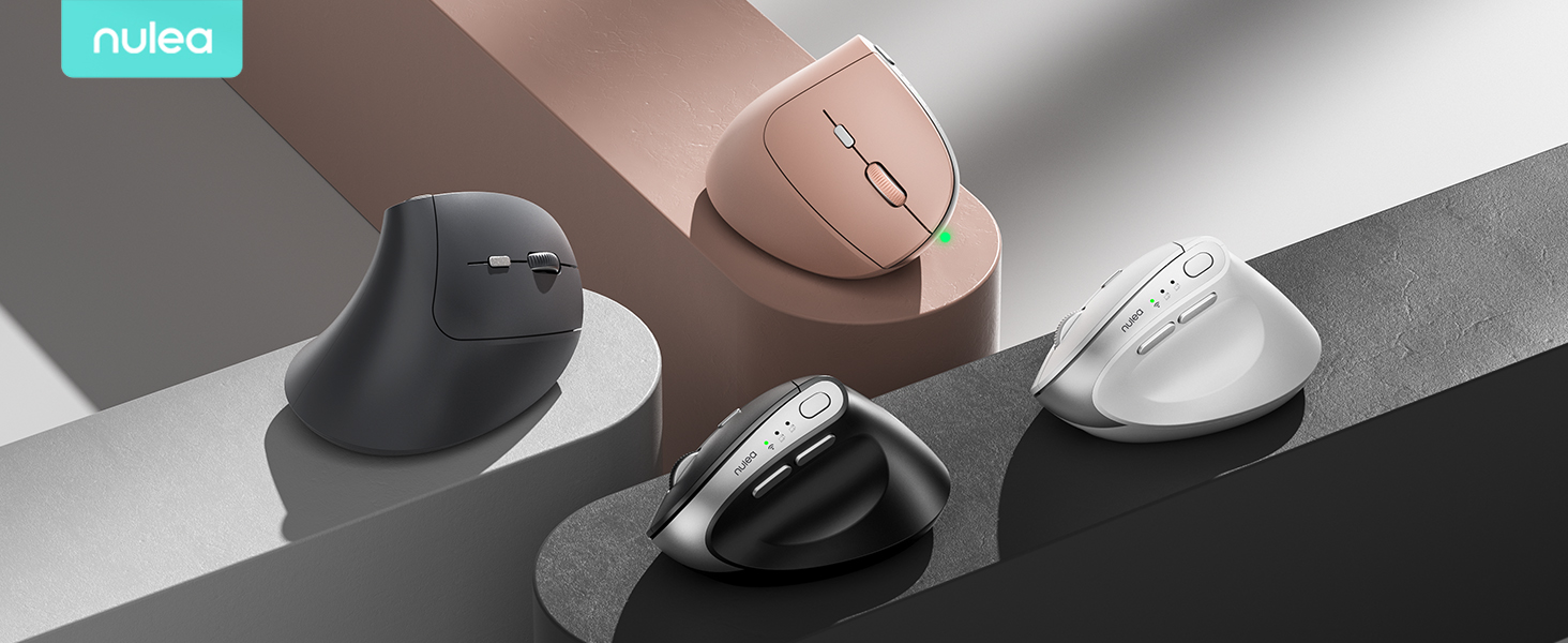 Nulea MD280 Ergonomic Vertical Wireless Mouse - Bluetooth &amp; 2.4G Dual Mode, 4 Adjustable DPI 800/120