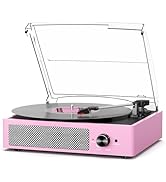 Vinyl Record Player with 2 Stereo Speakers Belt-Driven Vintage Turntables 3 Speed 3 Size Wireless...
