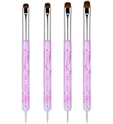 4Pcs Professional Nail Art Brushes Set,French Tip Brush &amp; Nail Polish Clean Up Brush,10#/12#/14#/...
