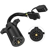 MICTUNING 7 Way Blade to 4 Way Flat Trailer Adapter, 7 Pin Round to 4 Pin Towing Wiring Connector...