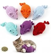 FILWY Catnip Toys Crochet Mouse, 6 Pcs Yarn Cat Nip Mice Safe Teeth Cleaning Chew Toy for Indoor ...