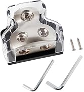 NuIth 2 Way Zine-Alloy Power Distribution Block, 0/2/4 Gauge in 4/8 Gauge Out Auto Car Audio Dist...