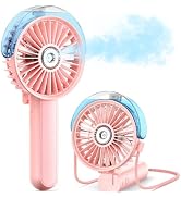 SWEETFULL Misting Fan Portable - 180° Foldable Handheld Personal Fan with Mist Spray, 3 Speeds, 3...