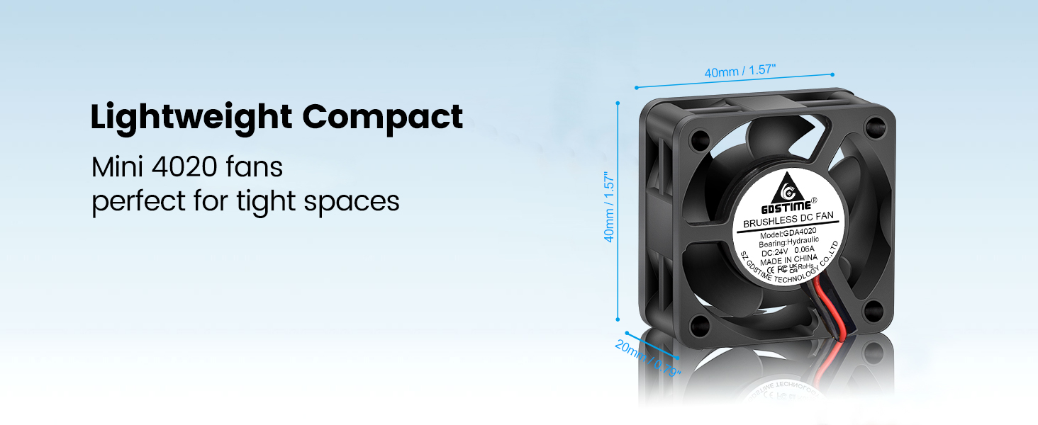 GDSTIME 40mm x 40mm x 20mm DC Cooling Fan, hydraulic bearing 24volt 3d printer fan 2pin