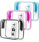 MODENGKONGJIAN TSA Approved Toiletry Bag, 3 Pcs Clear Toiletries Bags Quart Size Travel Makeup Co...