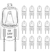 TAIYALOO G8 Halogen Light Bulbs 20W Dimmable 120V G8 Base 2Pin Xenon Bulb (12 Pack) T4 JCD Type W...