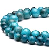 Youngbling Natural Gemstone Beads for Jewelry Making,8mm Blue Apatite Polished Round Smooth Stone...