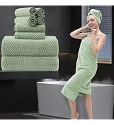 8 Piece Bathroom Towel Set Green |2 Oversized Large Bath Towels Sheet,2 Hand Towels and 4 Washclo...