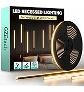 GZBtech Flexible LED Recessed Strip Light for Wood Slat Wall Panels 16.4FT, 3000K Warm White Cutt...