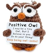 Positive Crochet Animals,Emotional Support Crochet Stuffed Plush Owl Gifts for Women Men Teens,In...