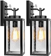 2 Packs Dusk to Dawn Outdoor Wall Lantern with Sensor, Exterior Porch Light Fixtures Wall Mount, ...