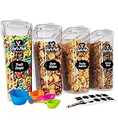 Chef's Path 4 Liter Plastic Cereal Storage Container (Pack of 4) | 4L, 135.2 Oz | BPA Free | Disp...