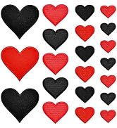 Heart Iron on Patches 32pcs 4Sizes Red and Black Embroidered Heart Applique Patch for Clothes Hat...
