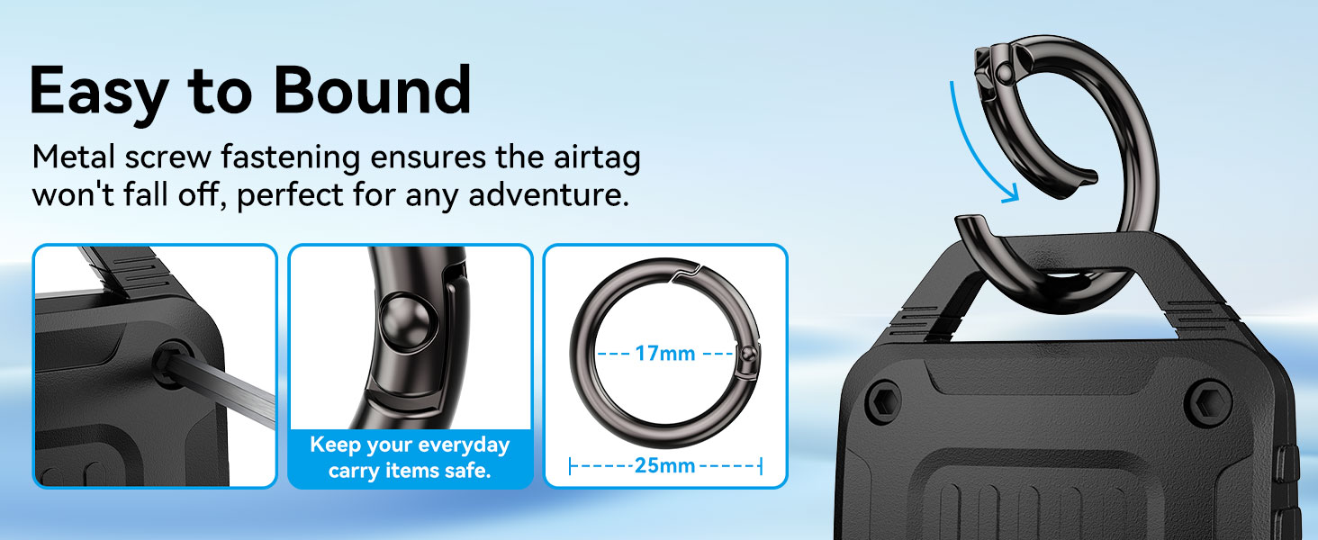 Easy to Bound Metal screw fastening ensures the airtag won&amp;#39;t fall off, perfect for any adventure.