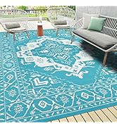 Pauwer Waterproof Outdoor Rug 9'x12', Reversible Outdoor Plastic Straw Rug, Outdoor Patio Rug for...